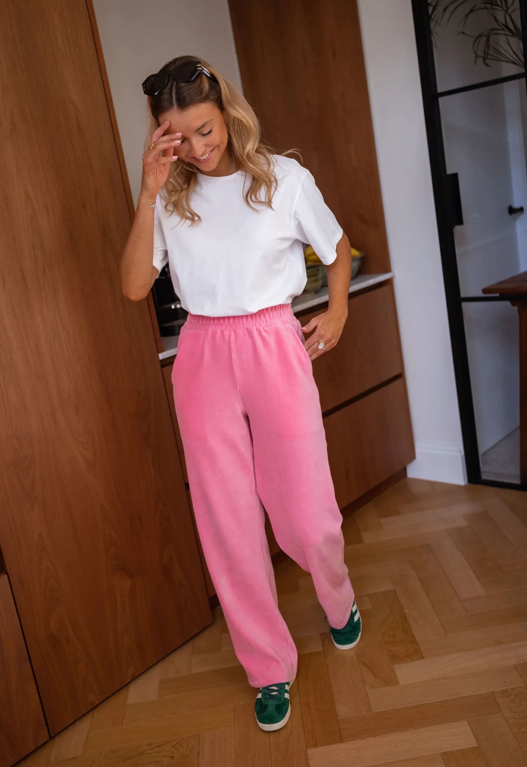 Pantalons-EASY-CLOTHES Pantalon Oscar - rose en veloursEasy Clothes Rose en velours