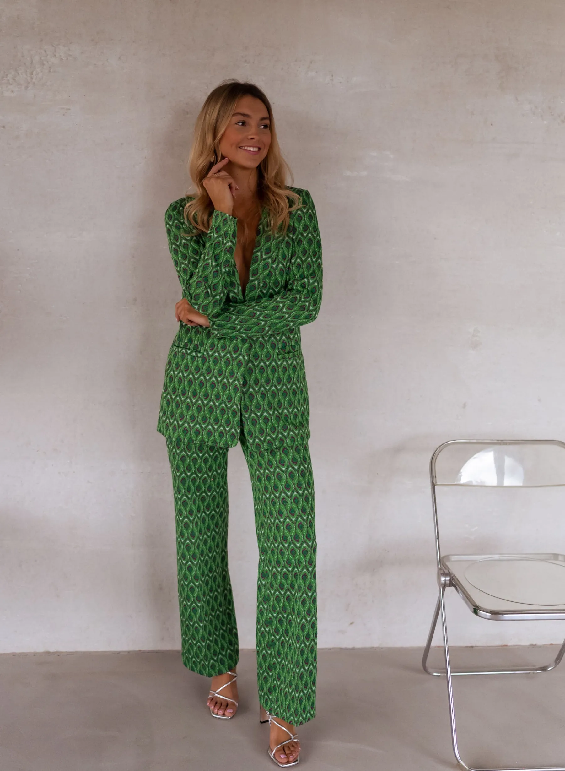 Pantalons-EASY-CLOTHES Pantalon Peter - vert à motifsEasy Clothes Vert à motifs