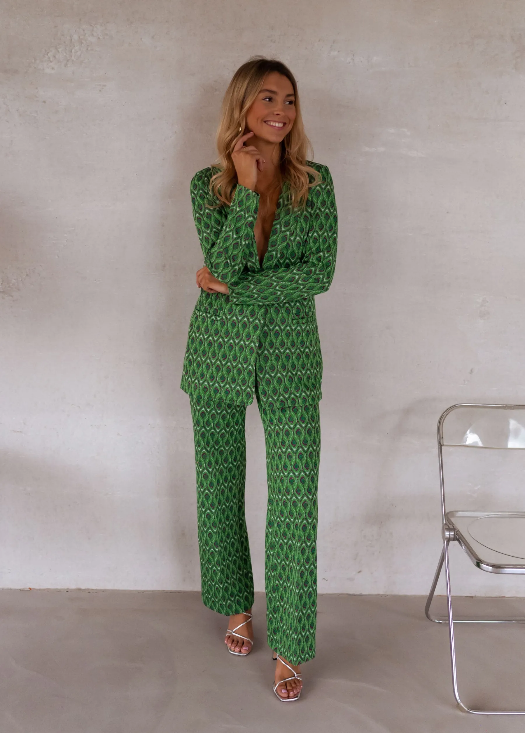 Pantalons-EASY-CLOTHES Pantalon Peter - vert à motifsEasy Clothes Vert à motifs
