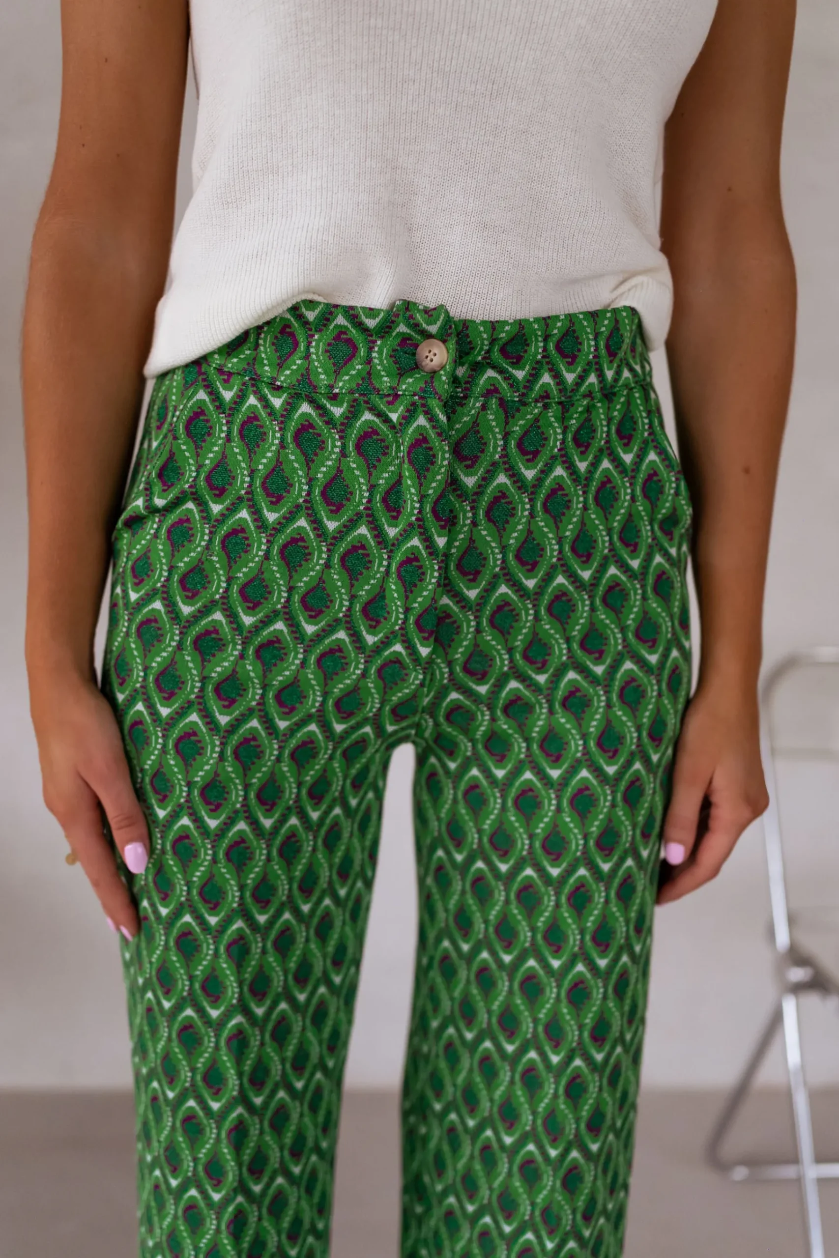 Pantalons-EASY-CLOTHES Pantalon Peter - vert à motifsEasy Clothes Vert à motifs