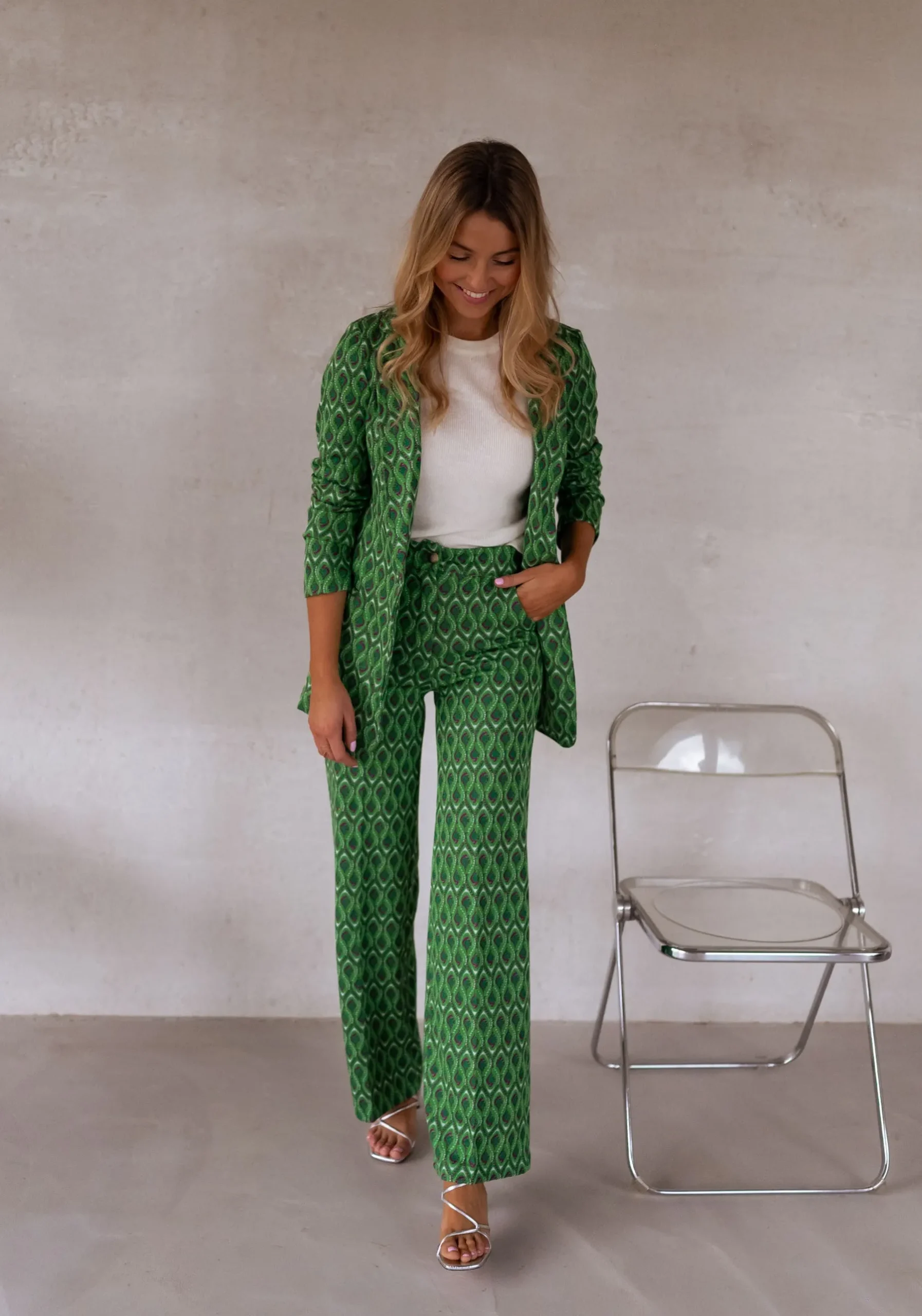 Pantalons-EASY-CLOTHES Pantalon Peter - vert à motifsEasy Clothes Vert à motifs