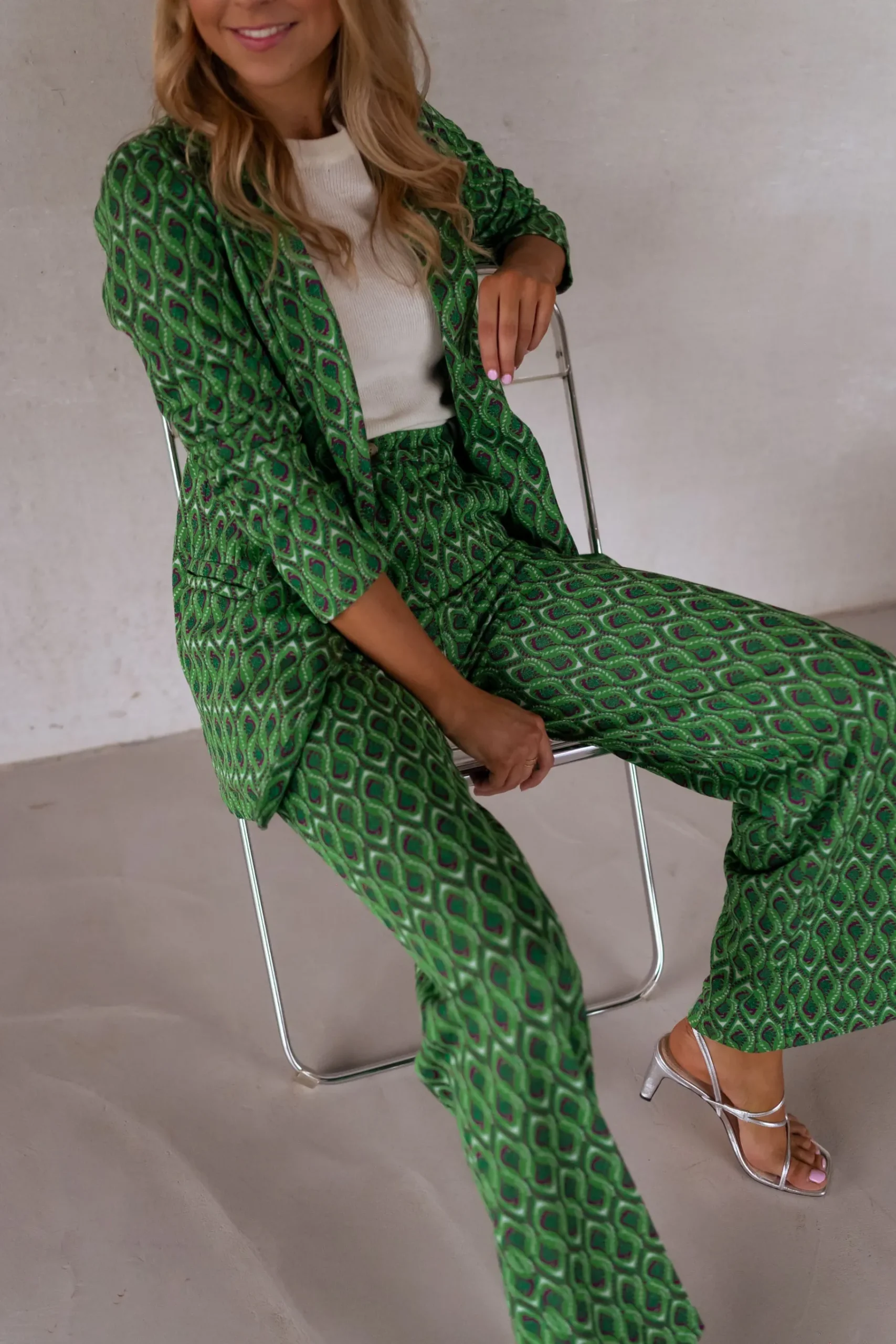 Pantalons-EASY-CLOTHES Pantalon Peter - vert à motifsEasy Clothes Vert à motifs