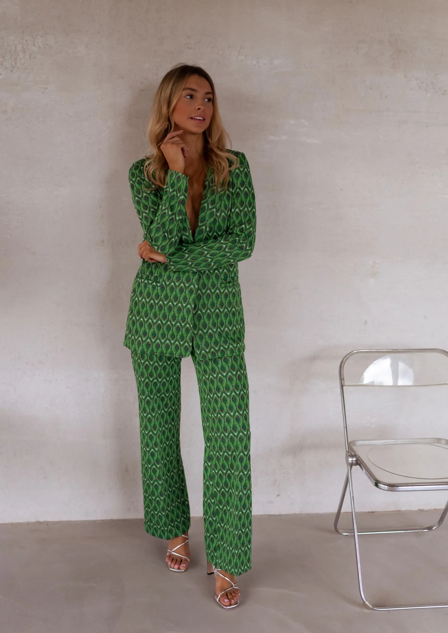 Pantalons-EASY-CLOTHES Pantalon Peter - vert à motifsEasy Clothes Vert à motifs