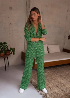 Pantalons-EASY-CLOTHES Pantalon Peter - vert à motifsEasy Clothes Vert à motifs