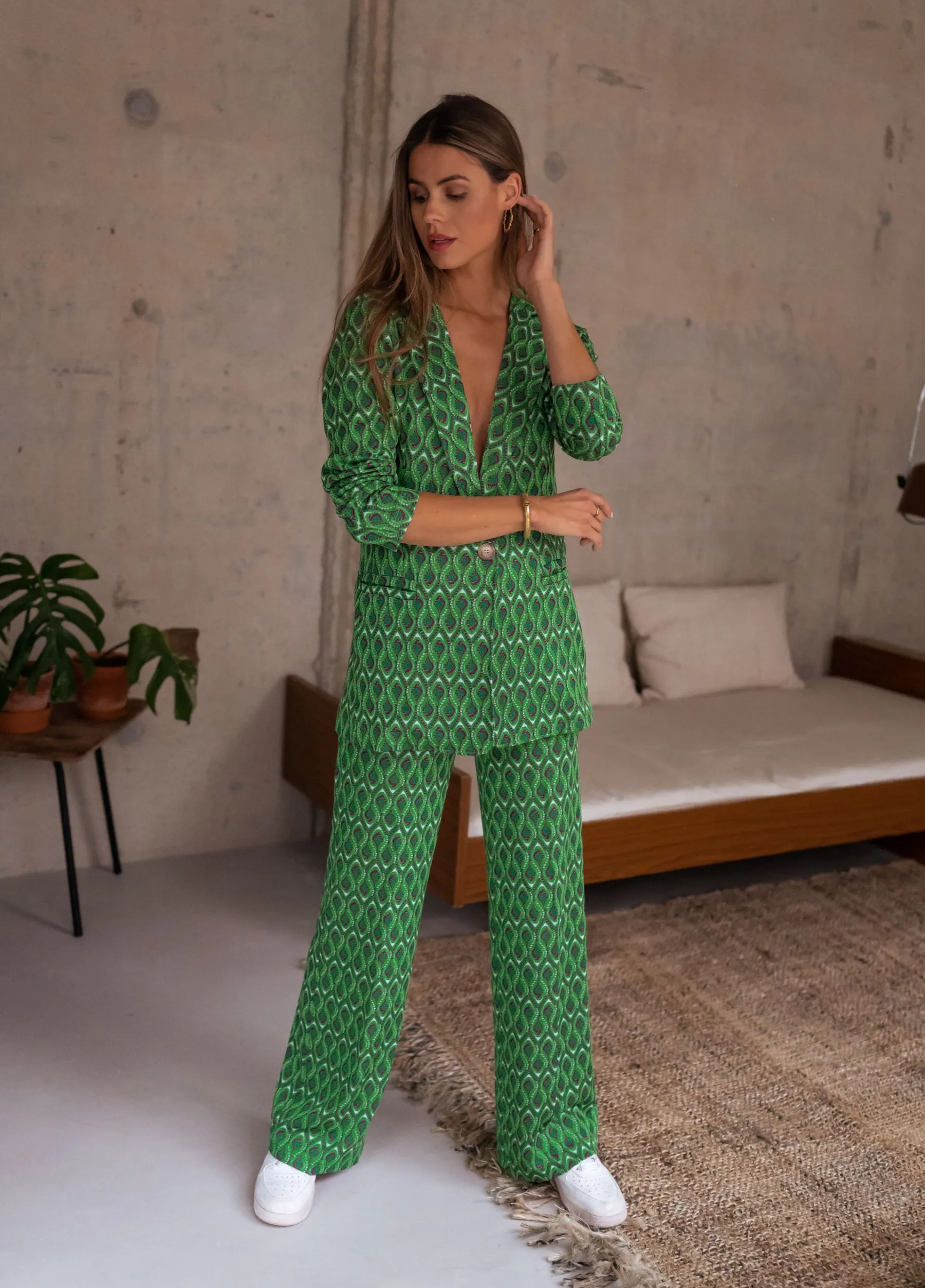 Pantalons-EASY-CLOTHES Pantalon Peter - vert à motifsEasy Clothes Vert à motifs