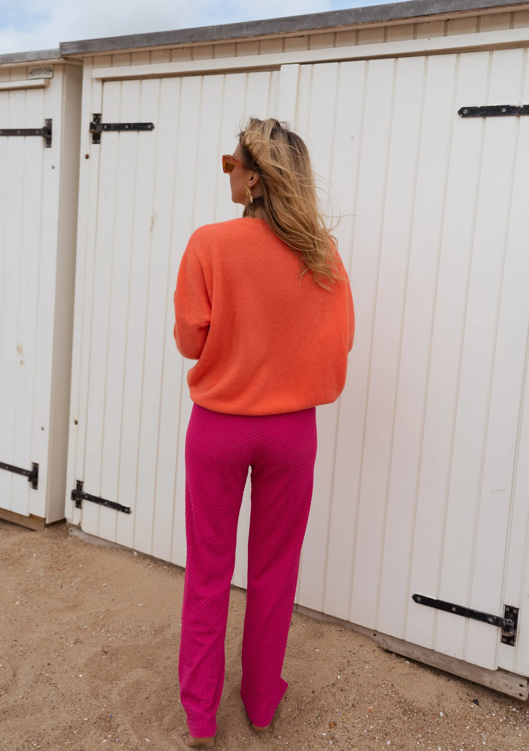 Pantalons-EASY-CLOTHES Pantalon Philo - rose en crochetEasy Clothes Rose en crochet