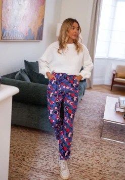 Pantalons-EASY-CLOTHES Pantalon Roxane - mauve à motifsEasy Clothes Mauve à motifs