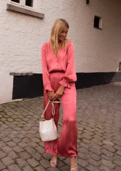 Pantalons-EASY-CLOTHES Pantalon Tristan - Vieux Rose - Fluide - Effet SoieEasy Clothes Vieux rose       