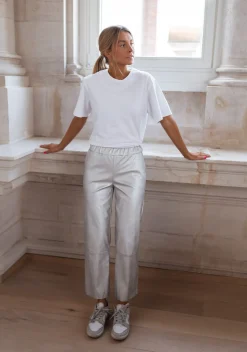 Pantalons-EASY-CLOTHES Pantalon Victoire - argentéEasy Clothes Argenté