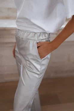 Pantalons-EASY-CLOTHES Pantalon Victoire - argentéEasy Clothes Argenté       