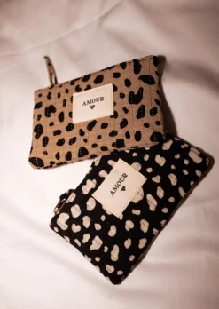 Sacs & Pochettes-EASY-CLOTHES Pochette Amy - Taupe à Tâches - Logo AmourEasy Clothes Taupe à tâches