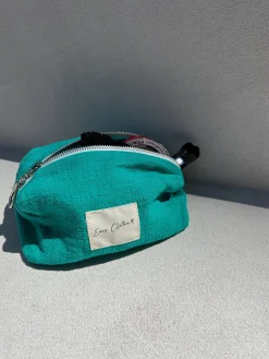 Sacs & Pochettes-EASY-CLOTHES Pochette Easy Clothes CREATION - bleu émeraude en lin Bleu émeraude en lin