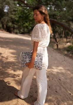 Sacs & Pochettes-EASY-CLOTHES Pochette Evka - écrue et noireEasy Clothes Écrue et noire