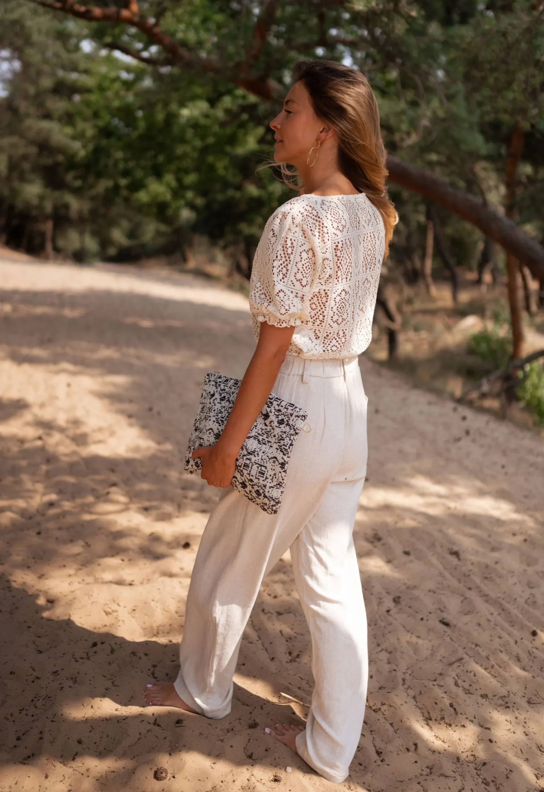 Sacs & Pochettes-EASY-CLOTHES Pochette Evka - écrue et noireEasy Clothes Écrue et noire