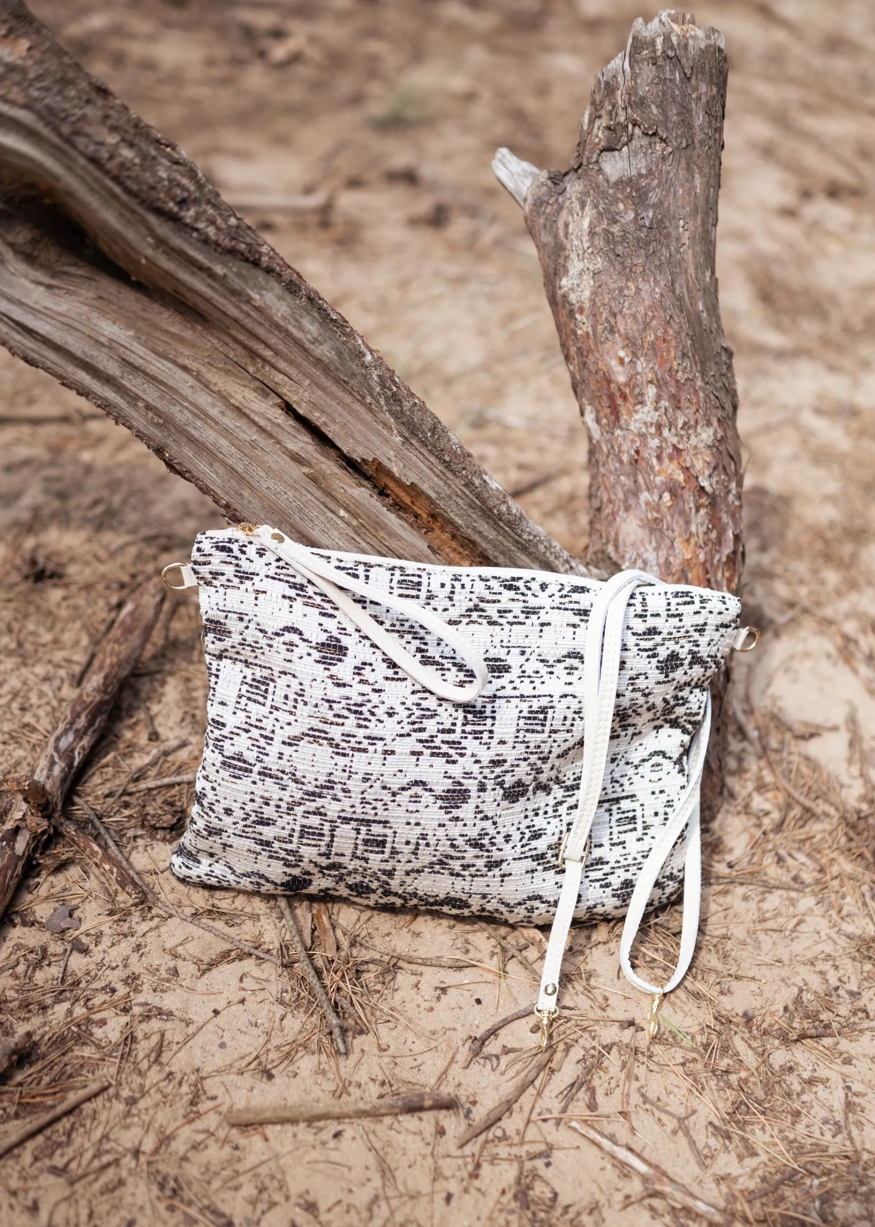 Sacs & Pochettes-EASY-CLOTHES Pochette Evka - écrue et noireEasy Clothes Écrue et noire