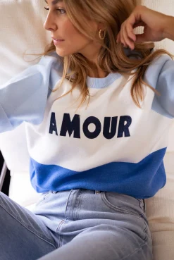 Pulls & Gilets-EASY-CLOTHES Pull - Amour - bleuEasy Clothes