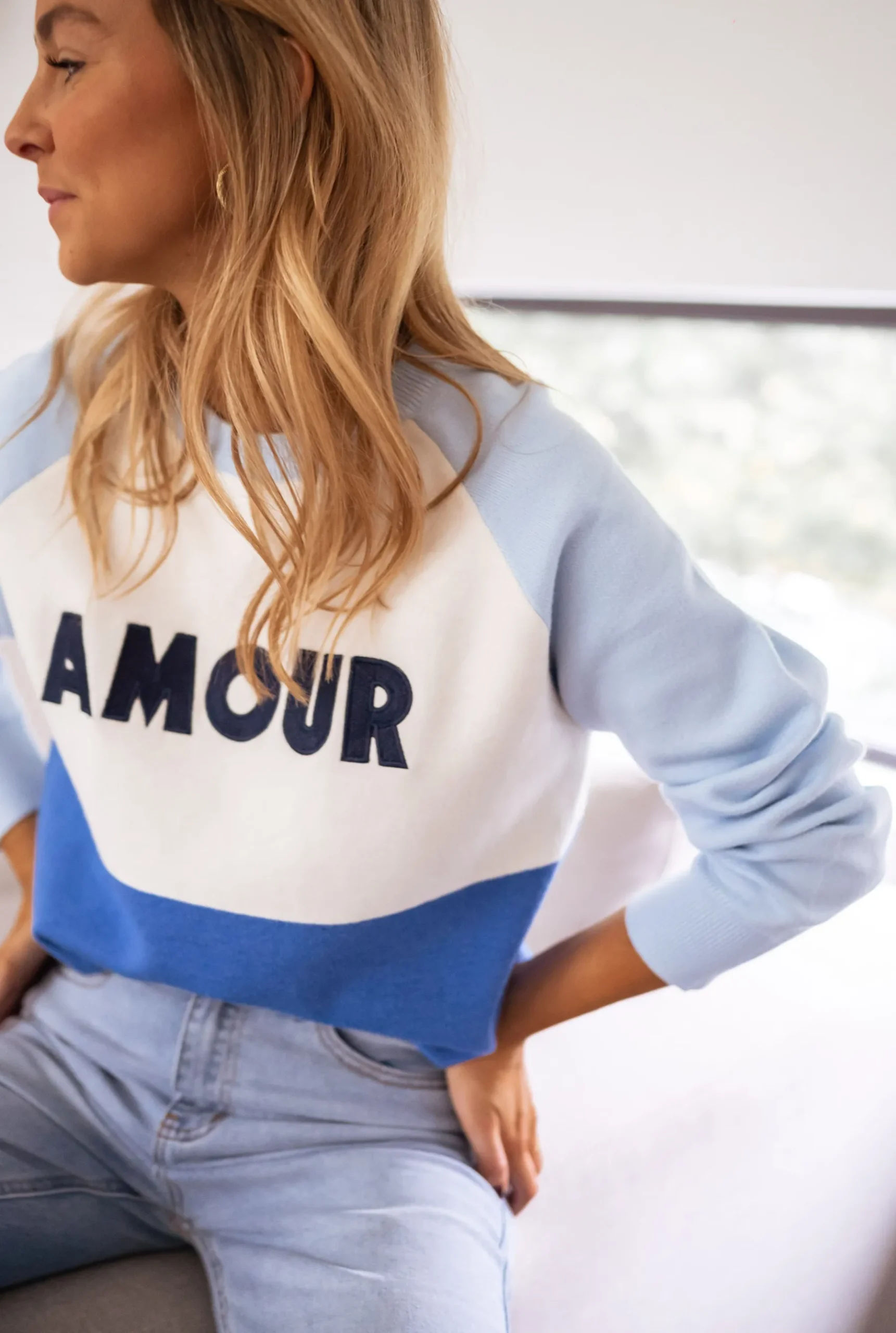 Pulls & Gilets-EASY-CLOTHES Pull - Amour - bleuEasy Clothes