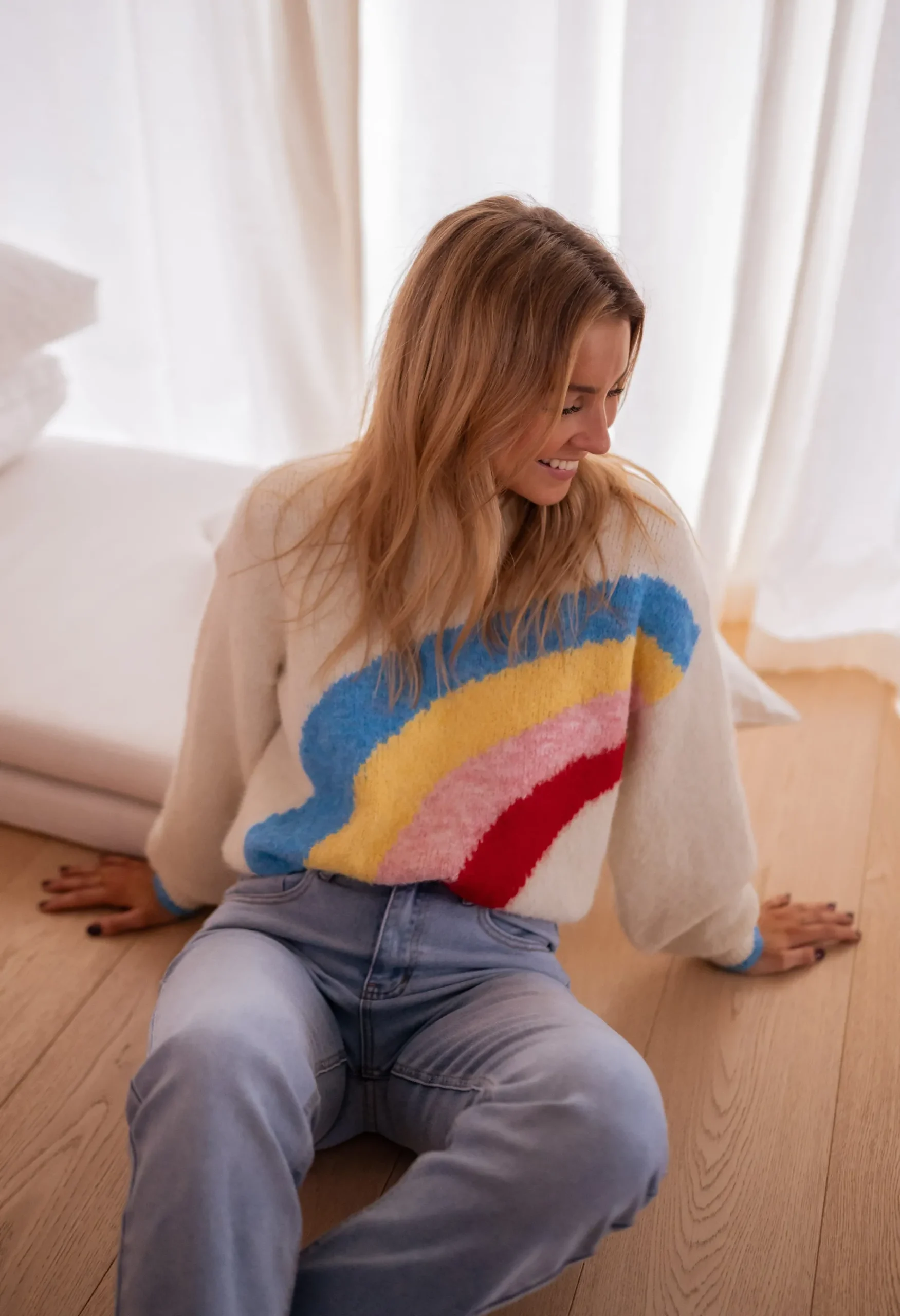 Pulls & Gilets-EASY-CLOTHES Pull - Rainbow - couleurEasy Clothes Écru