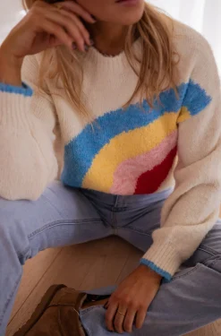 Pulls & Gilets-EASY-CLOTHES Pull - Rainbow - couleurEasy Clothes Écru