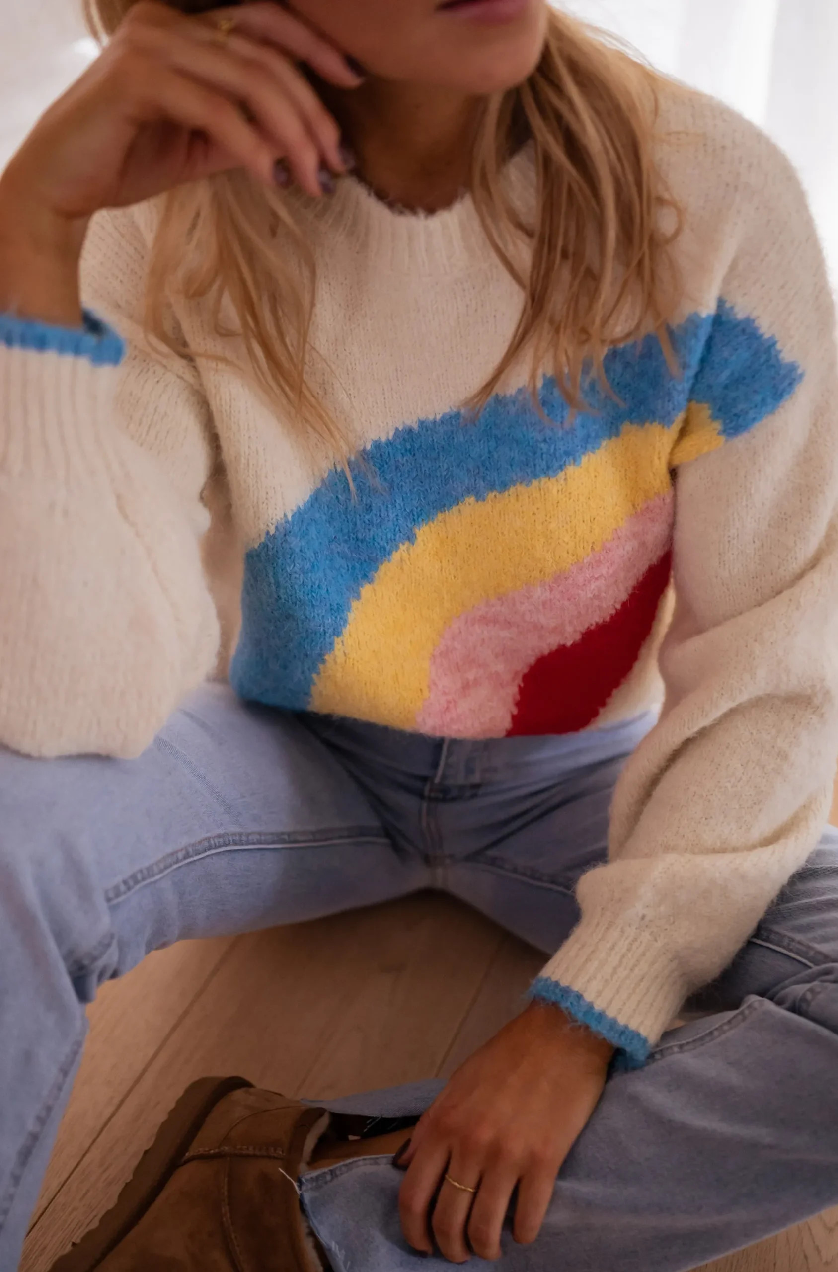 Pulls & Gilets-EASY-CLOTHES Pull - Rainbow - couleurEasy Clothes Écru