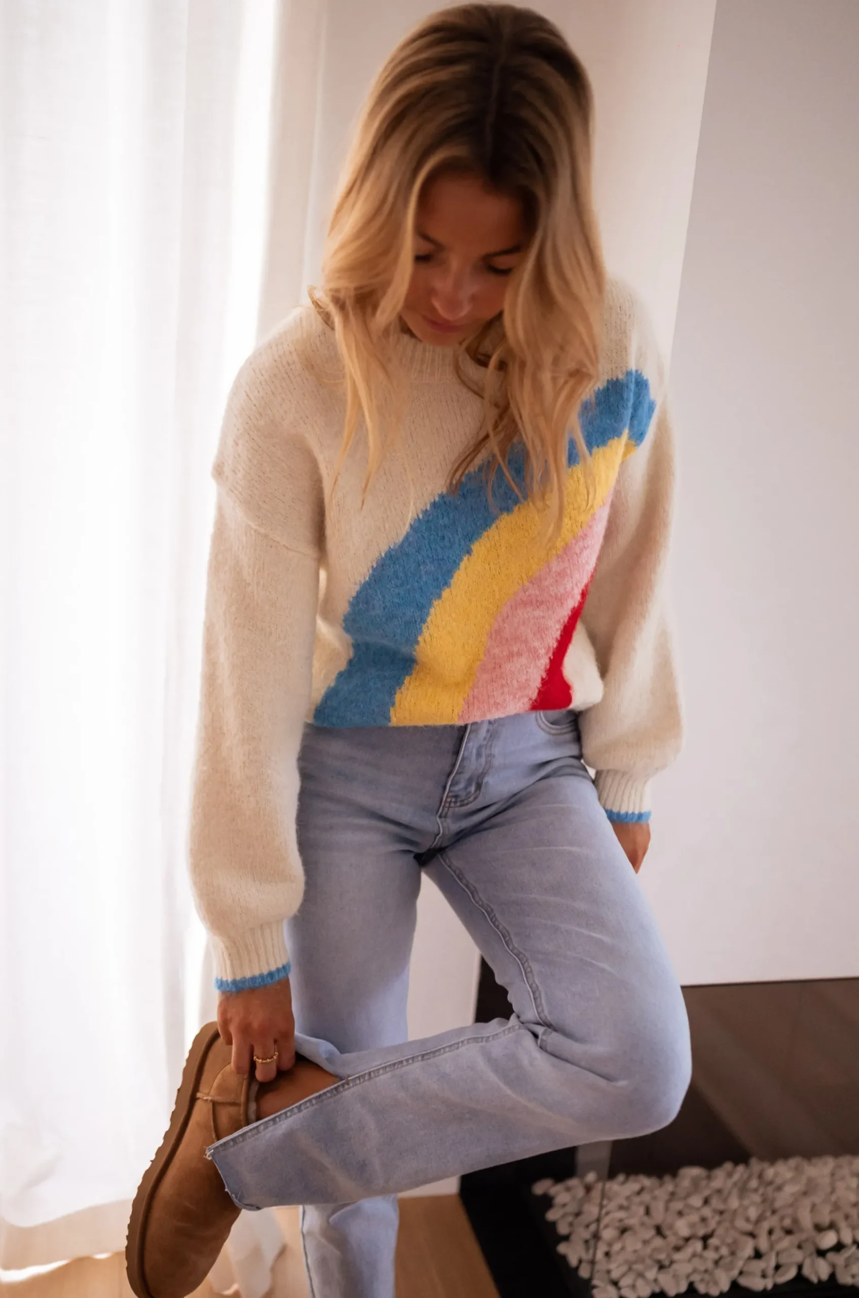 Pulls & Gilets-EASY-CLOTHES Pull - Rainbow - couleurEasy Clothes Écru