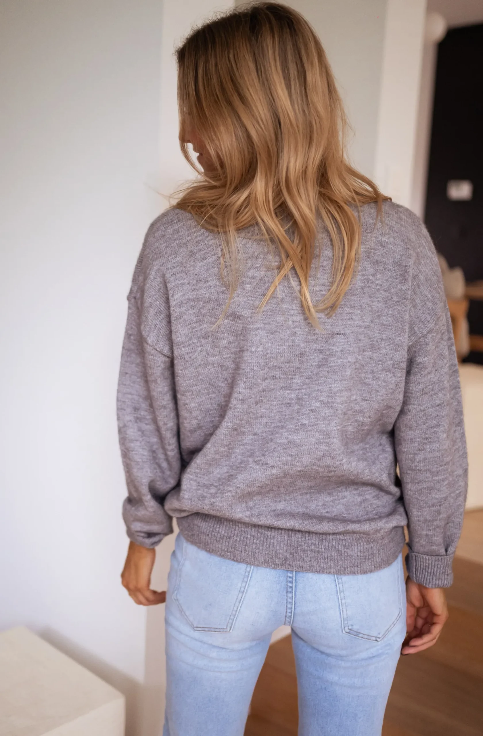 Pulls & Gilets-EASY-CLOTHES Pull - Tao - grisEasy Clothes Gris avec coeur orange