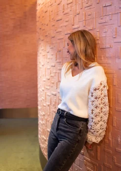 Pulls & Gilets-EASY-CLOTHES Pull Amel - ÉcruEasy Clothes Écru à manches broderie