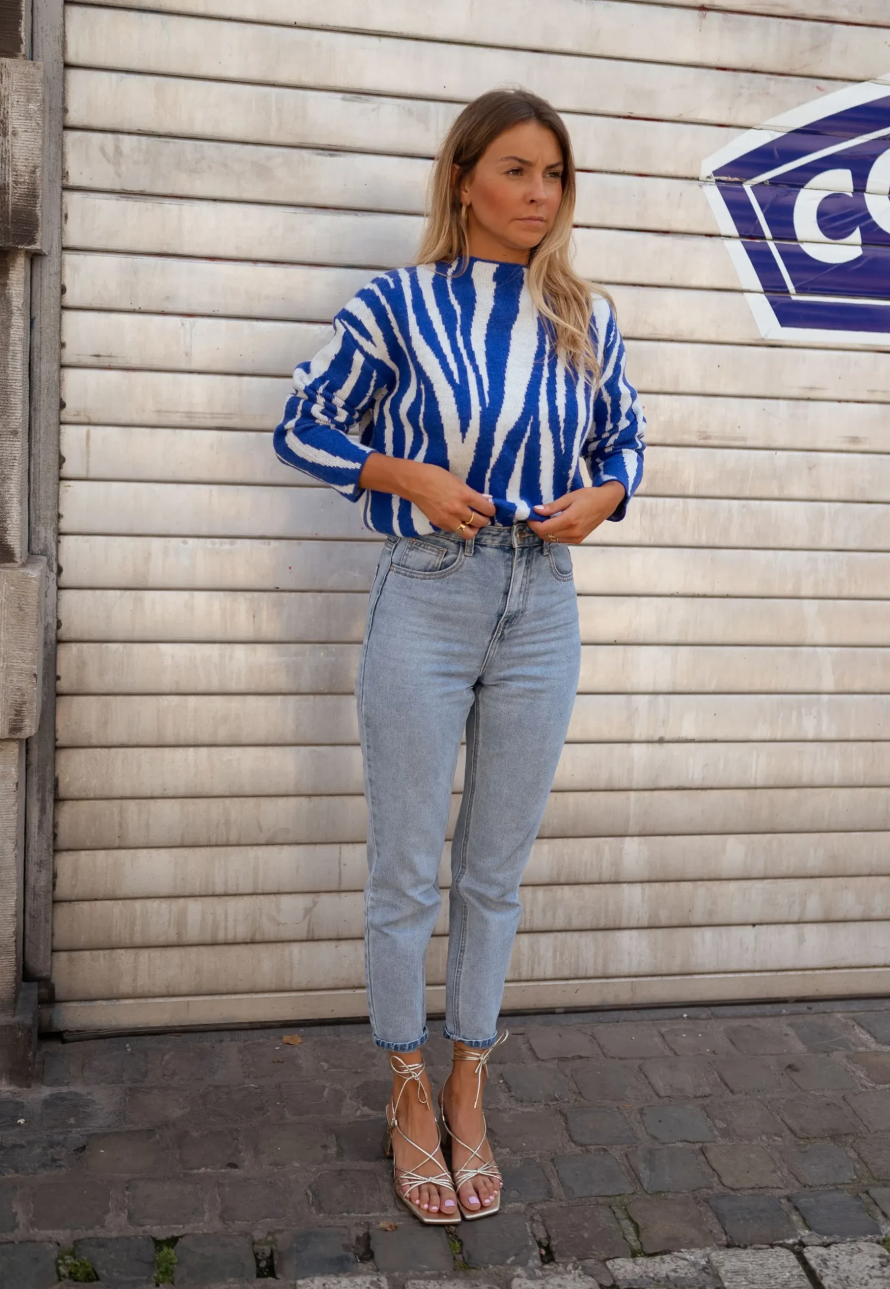 Pulls & Gilets-EASY-CLOTHES Pull Amine - bleu zébréEasy Clothes Bleu zébré