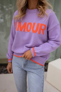 Pulls & Gilets-EASY-CLOTHES Pull Amoura - mauveEasy Clothes Mauve       
