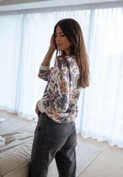 Pulls & Gilets-EASY-CLOTHES Pull Anna - mauve à fleursEasy Clothes Mauve à fleurs       