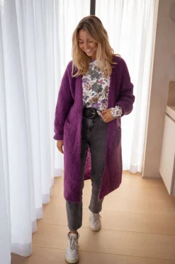 Pulls & Gilets-EASY-CLOTHES Pull Anna - mauve à fleursEasy Clothes Mauve à fleurs