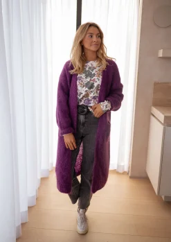 Pulls & Gilets-EASY-CLOTHES Pull Anna - mauve à fleursEasy Clothes Mauve à fleurs