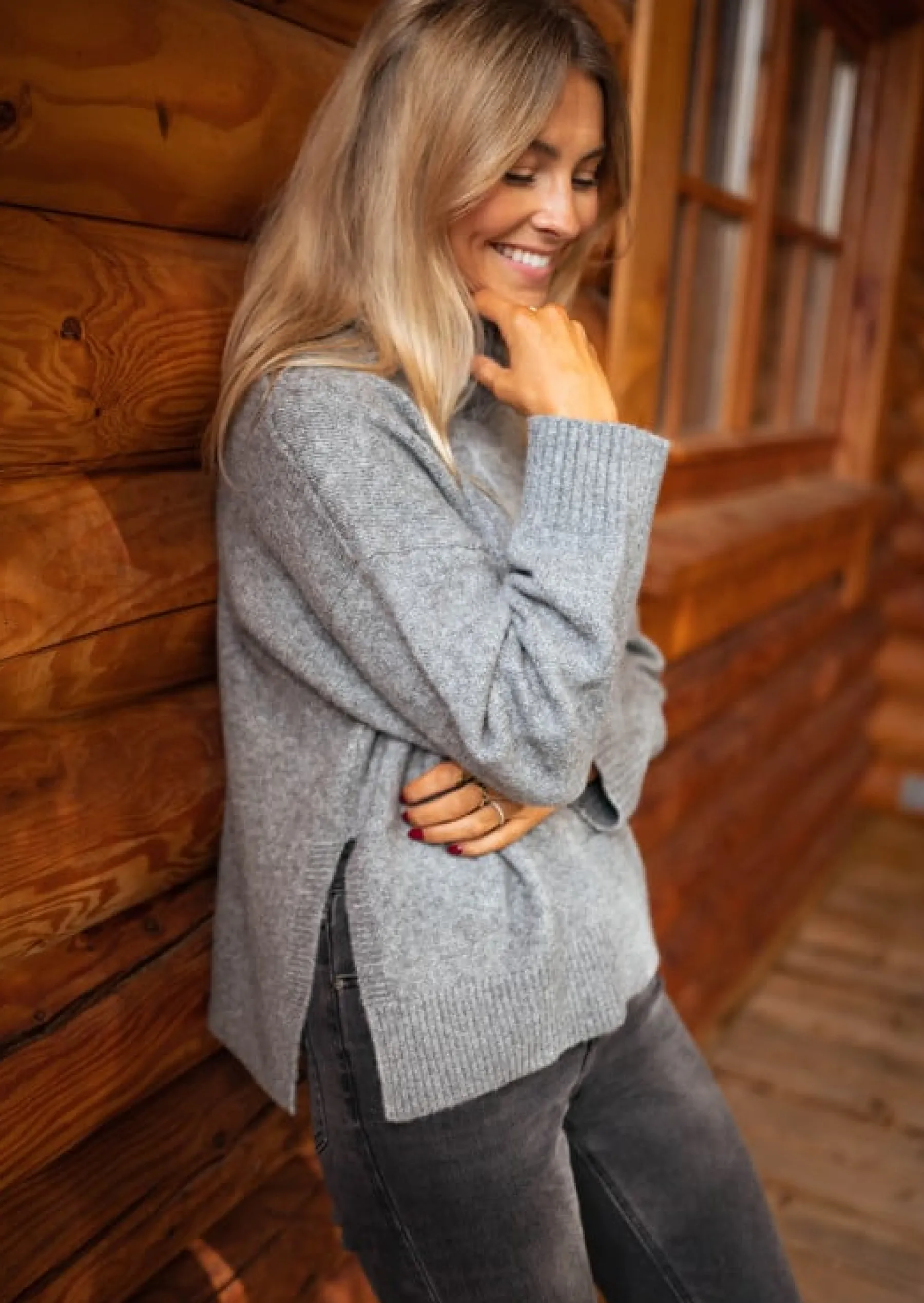 Pulls & Gilets-EASY-CLOTHES Pull Aubin - Gris - Col Montant - DouxEasy Clothes Gris