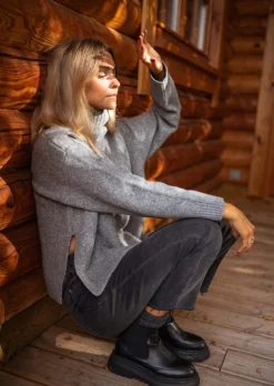 Pulls & Gilets-EASY-CLOTHES Pull Aubin - Gris - Col Montant - DouxEasy Clothes Gris