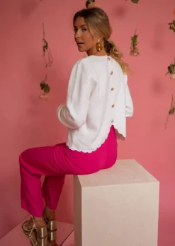 Pulls & Gilets-EASY-CLOTHES Pull Blanc | Bess | Intemporel | Easy Clothes Blanc