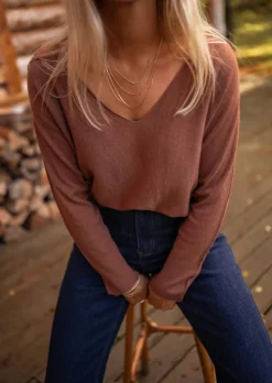 Pulls & Gilets-EASY-CLOTHES Pull Bouma - Chocolat - Col VEasy Clothes Chocolat       