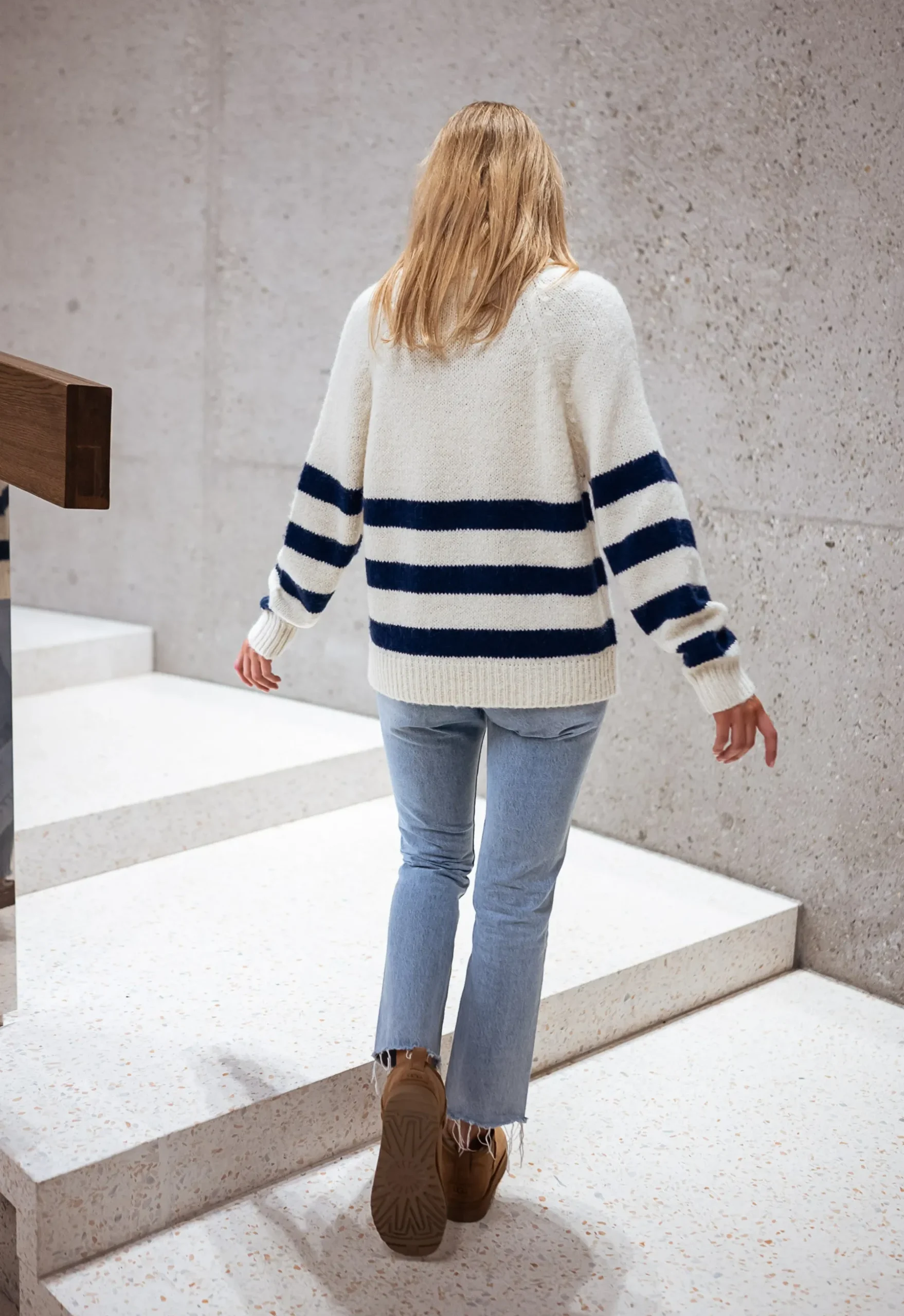 Pulls & Gilets-EASY-CLOTHES Pull Clara - Ecru et bleu - A lignesEasy Clothes Écru et bleu à lignes