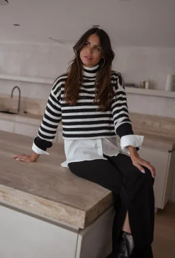 Pulls & Gilets-EASY-CLOTHES Pull Dyla - noir et blancEasy Clothes Noir et blanc       