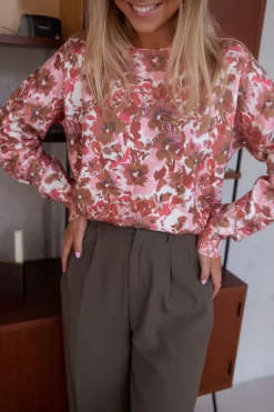 Pulls & Gilets-EASY-CLOTHES Pull Erica - rose à fleursEasy Clothes Rose à fleurs       
