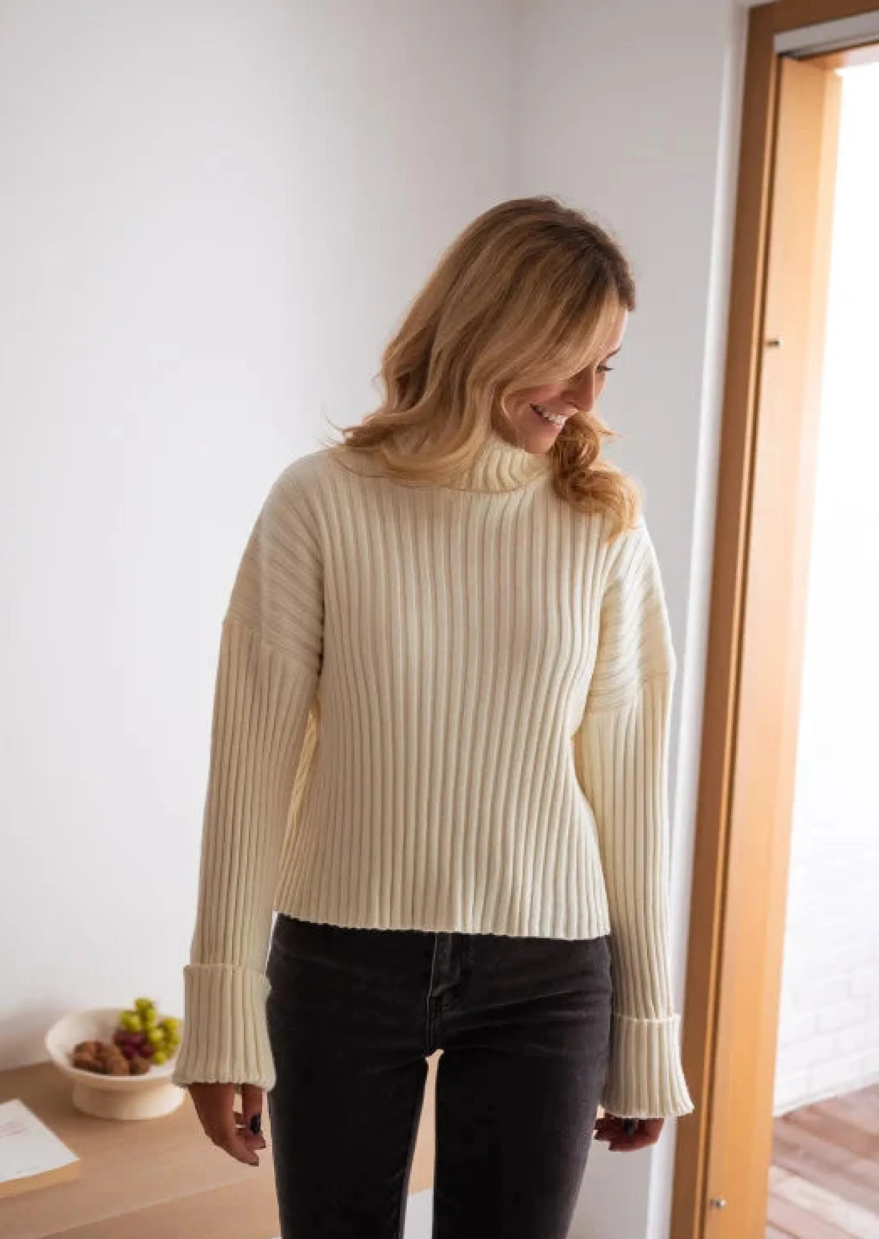 Pulls & Gilets-EASY-CLOTHES Pull Georgia Ecru - Col Roulé - DouxEasy Clothes Écru