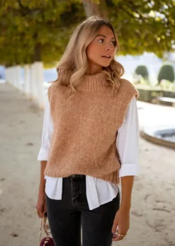 Pulls & Gilets-EASY-CLOTHES Pull Grenoble - Sans Manche - CamelEasy Clothes Camel       