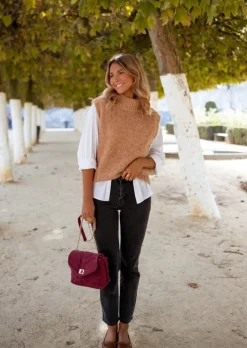Pulls & Gilets-EASY-CLOTHES Pull Grenoble - Sans Manche - CamelEasy Clothes Camel