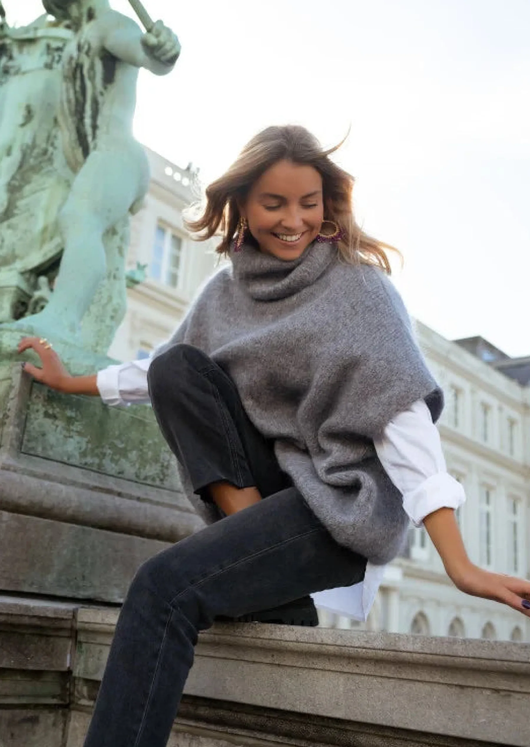 Pulls & Gilets-EASY-CLOTHES Pull Herman Gris - Taille Unique - Col RouléEasy Clothes Gris