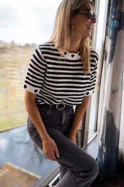 Pulls & Gilets-EASY-CLOTHES Pull Ilea - À manches courtes lignéesEasy Clothes À manches courtes lignées       