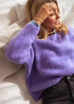 Pulls & Gilets-EASY-CLOTHES Pull Jacob Mauve - Made In Italy - Col RondEasy Clothes Mauve       