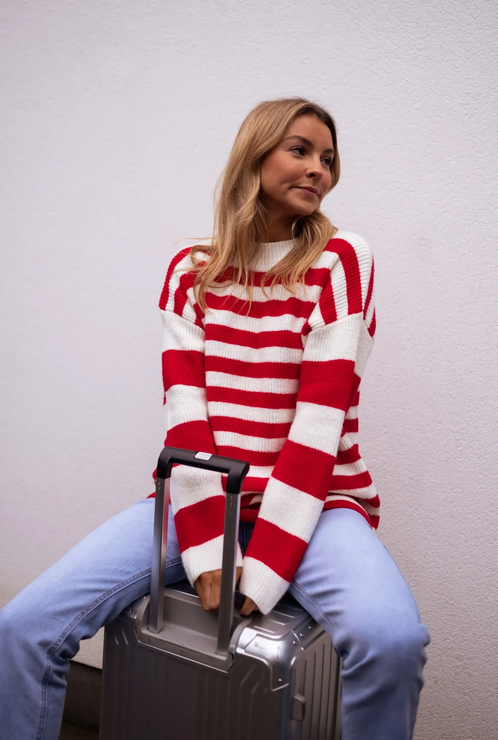 Pulls & Gilets-EASY-CLOTHES Pull Larry - Écru à lignes rougesEasy Clothes Écru à lignes rouges