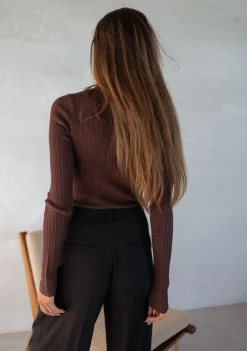 Pulls & Gilets-EASY-CLOTHES Pull Lucie - en maille fine brunEasy Clothes En maille fine brun