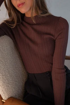 Pulls & Gilets-EASY-CLOTHES Pull Lucie - en maille fine brunEasy Clothes En maille fine brun