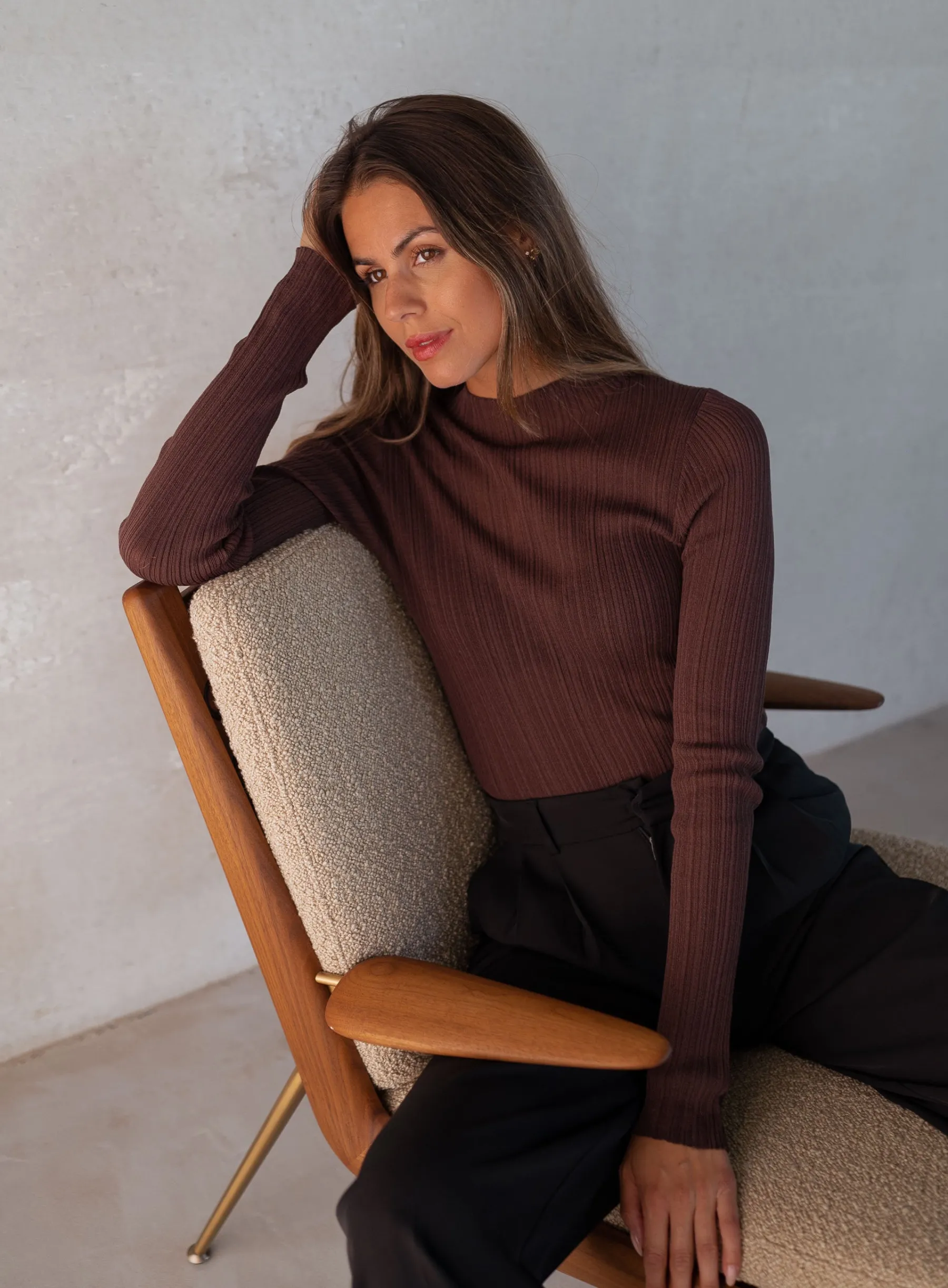 Pulls & Gilets-EASY-CLOTHES Pull Lucie - en maille fine brunEasy Clothes En maille fine brun