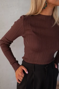 Pulls & Gilets-EASY-CLOTHES Pull Lucie - en maille fine brunEasy Clothes En maille fine brun